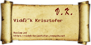 Vidák Krisztofer névjegykártya